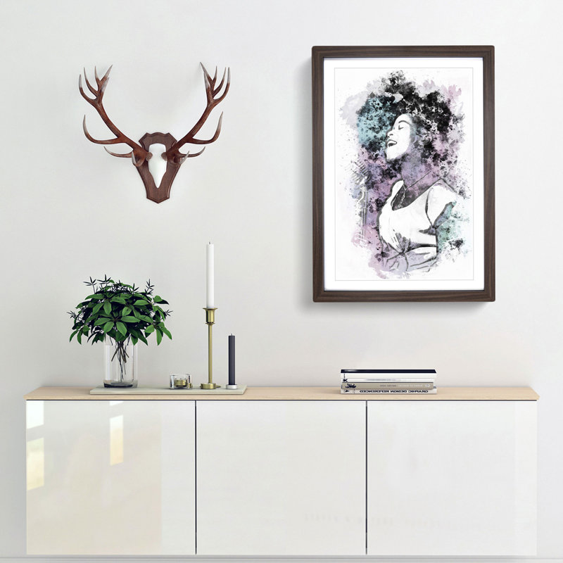Sarah Vaughan in Abstract - Picture Frame Painting Print, Walnut, 76cm H x 50cm W x 2cm D
