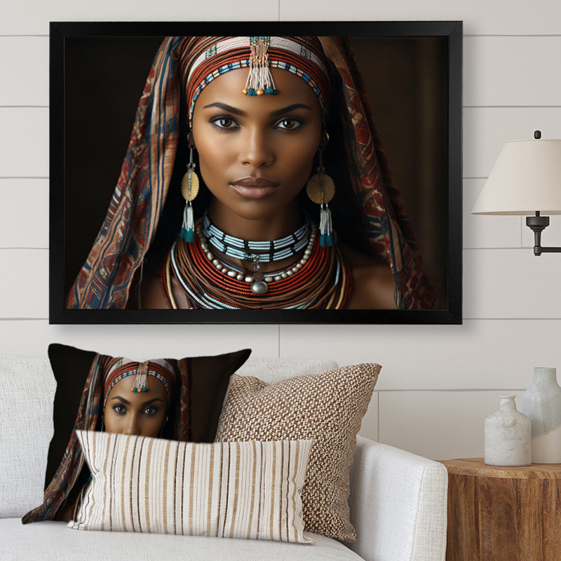 " World Cultures Samburu Beauty II ", 16" H x 32" W x 1" D, Black Picture Framed