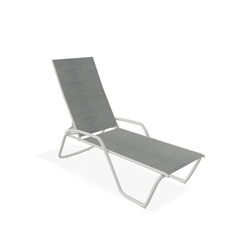 Outdoor Rust-Resistant Metal Chaise Lounge, Textured Snow, Reflection