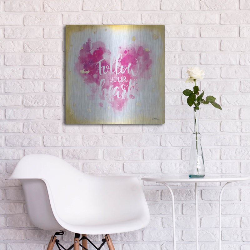 Art mural en métal «Follow Your Heart» par Britt Hallowell, H 24 po x l 24 po