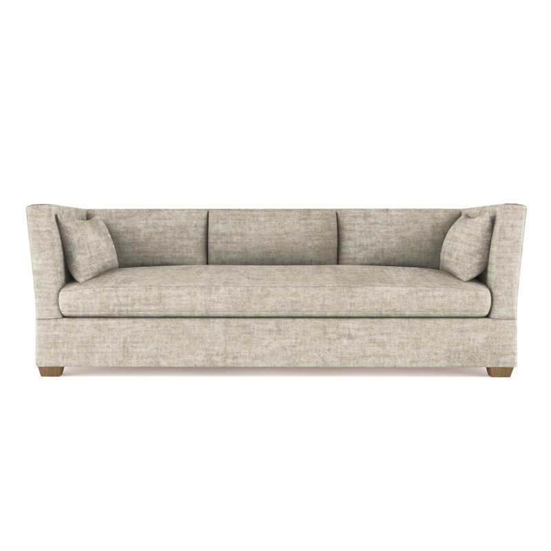 Canapé Rivington, Lin graphite carré, H 31 po x l 96 po x P 37 po, Patiné