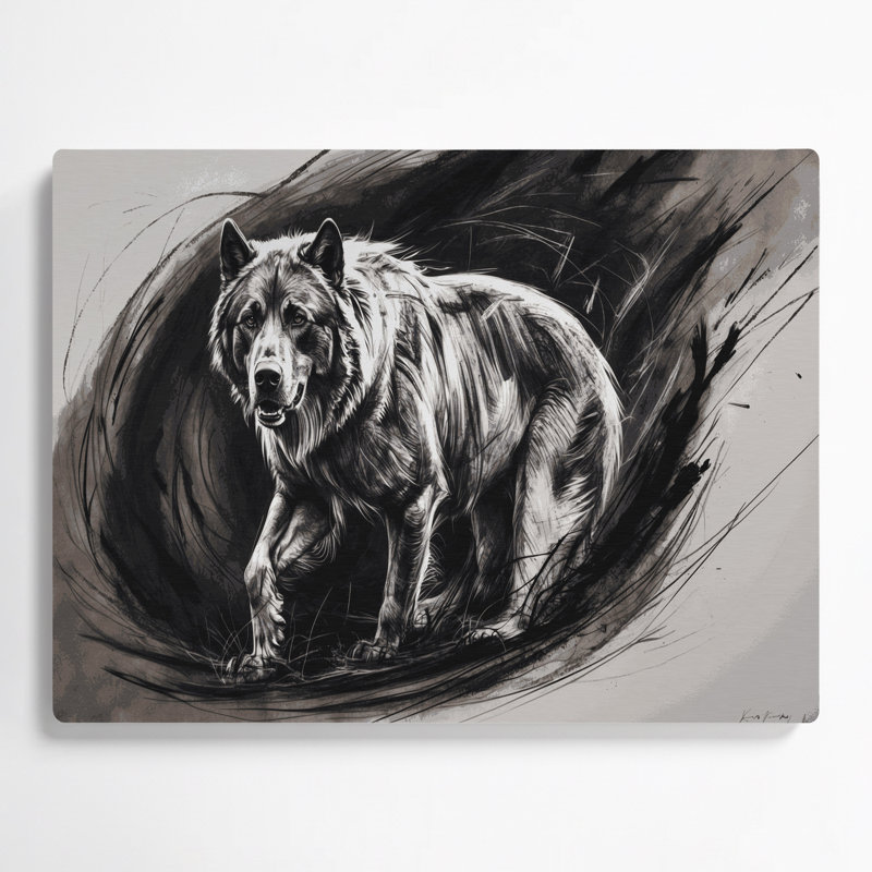 «Dogs Karelian Bear Dog», art mural en métal gris, H 11 po x l 14 po