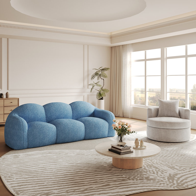 Ensemble de 2 fauteuils et canapé-lit en molleton Modern Cloud, Blue