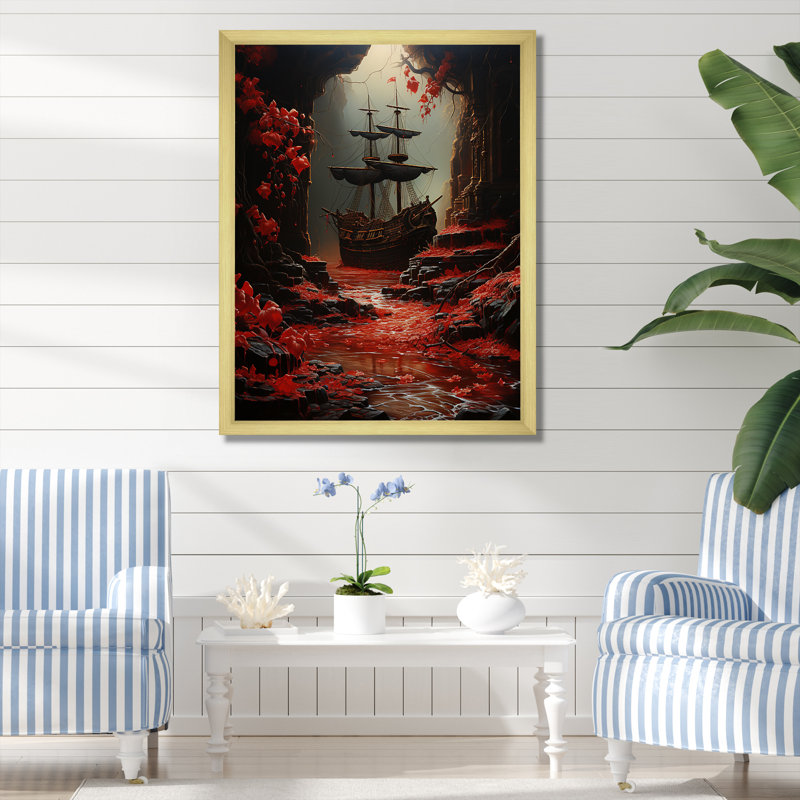«Buccaneer Rogues Ship - Pirate», art sur toile, H 44 po x l 34 po x P 1,5 po, Cadre doré