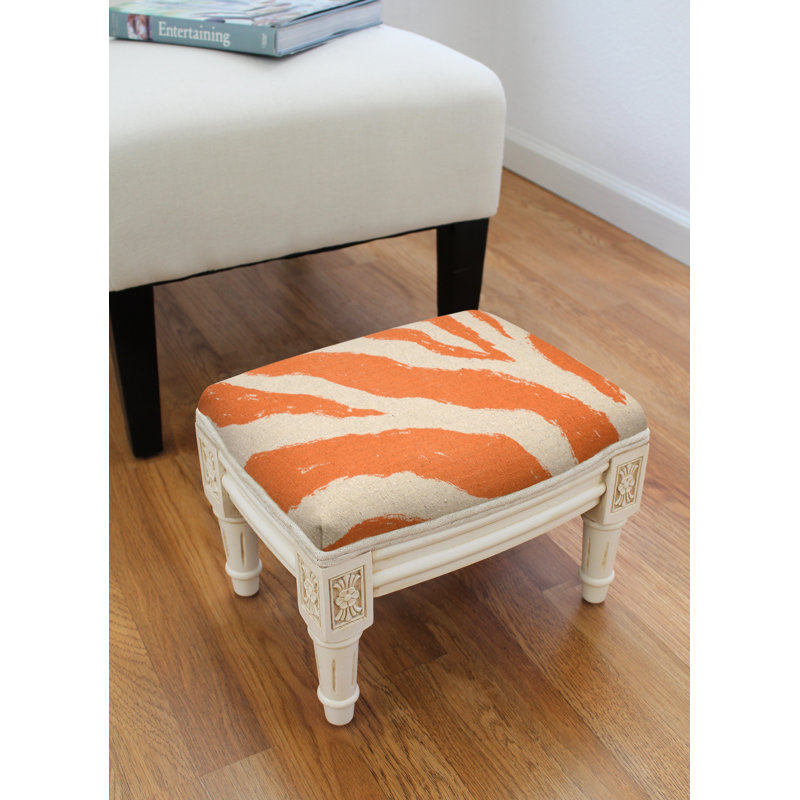 Upholstered Ottoman, Orange