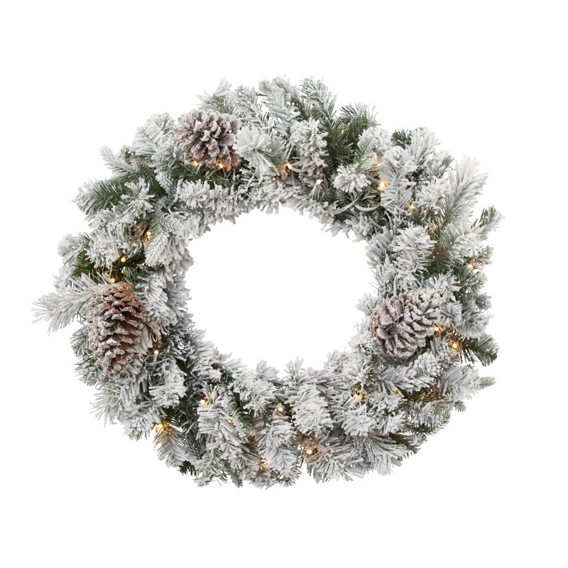 SNOWY WINTERFOLD - 32 Inch Wreath with 50 8 Function LEDs