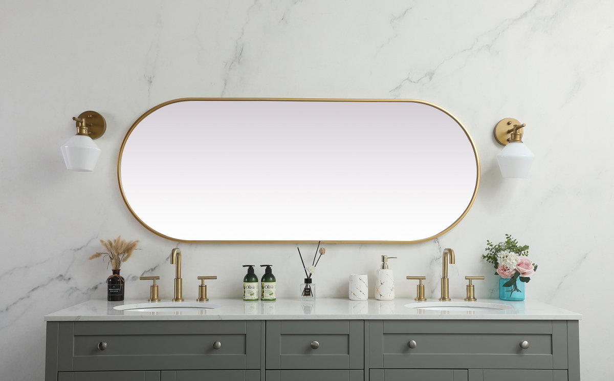 Elington Metal Oval Mirror, 60"  x 24" , Brass