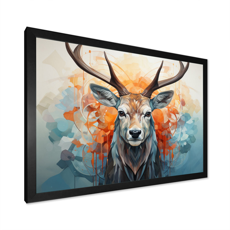 Bartruff Geometric Antelope I, reproduction d'art sur toile, H 30 po x l 40 po x P 1,5 po, Cadre photo noir