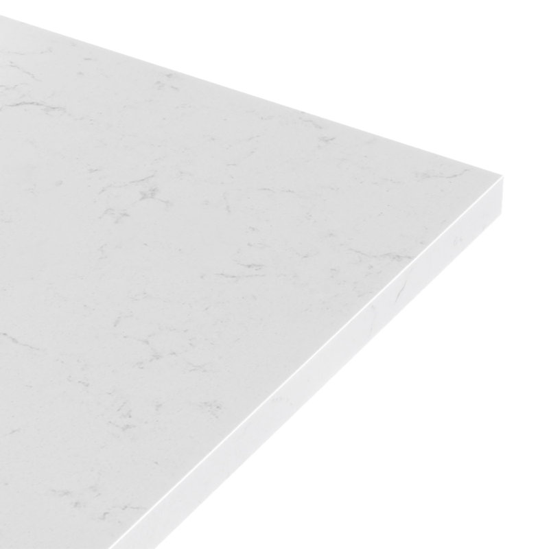 Meuble-lavabo mural simple 60 po avec comptoir à quartz blanc Carrara de 1,5 po Mulloy, Noir, Ovale