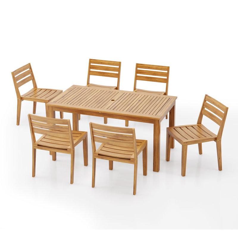 Ilars Outdoor Acacia 7-Piece Dining Set