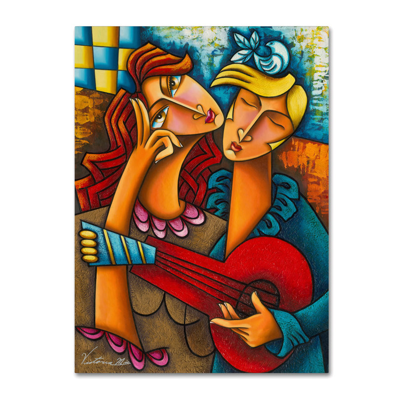 « red guitare », reproduction sur toile tendue, H 47 po x l 35 po x P 2 po