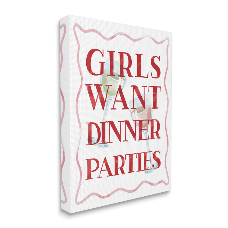 «Girls Want Dinner Party» par Lil 'Rue, H 40 po x l 30 po, Toile tendue