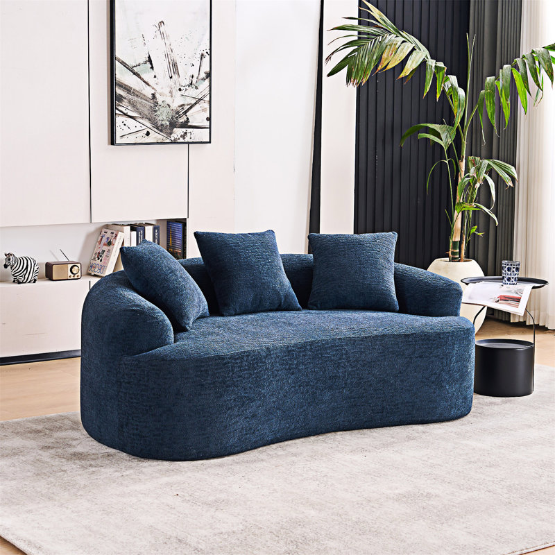 Curved Loveseat Sofa, Blue