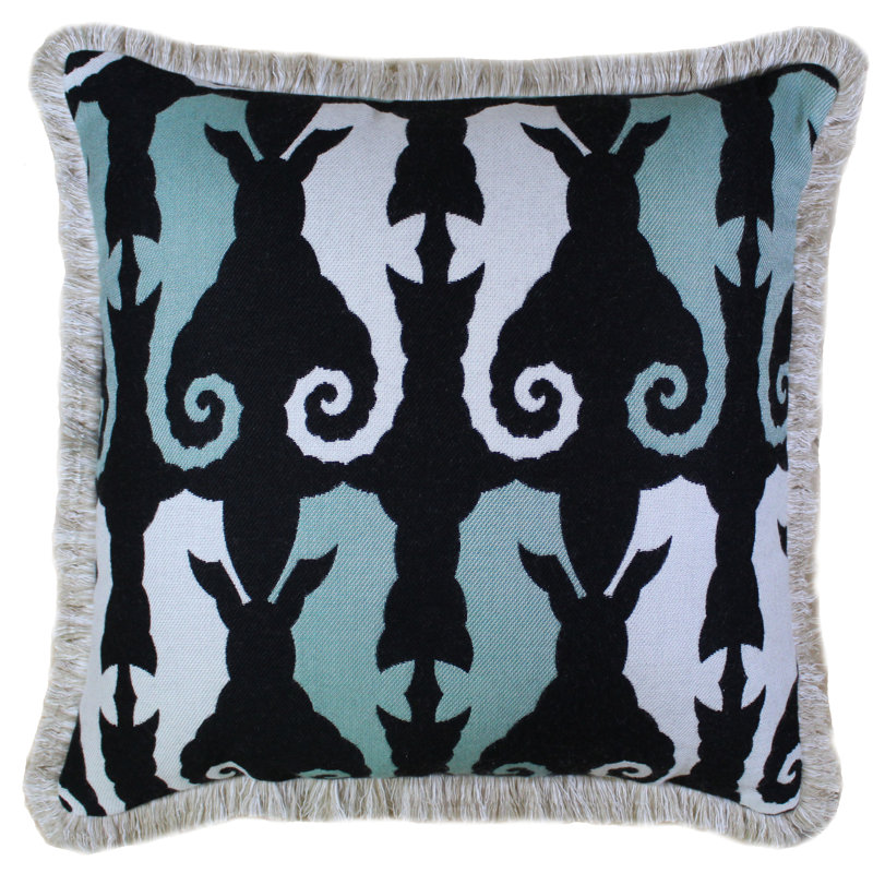 Coussin décoratif intérieur / extérieur noir / vert spa / blanc Seahorse