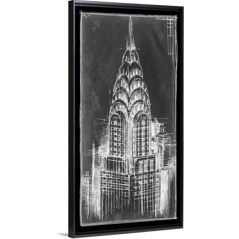 Art chrysler Simmonds, H 20 po x l 10 po x P 1,75 po, Cadre flottant noir