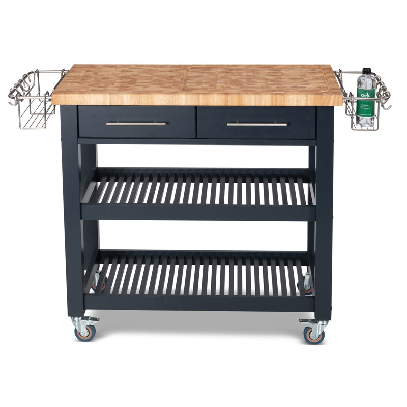 Sydney 38.30'' Wide Rolling Kitchen Cart, Midnight Navy