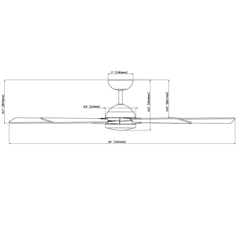 Ventilateur de plafond 65 po rotatif à DEL 65 po avec télécommande et éclairage inclus, Or