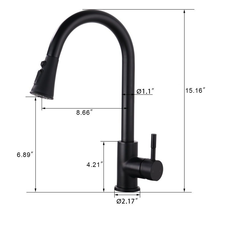 Robinet de cuisine élégant à col de cygne avec douchette extractible, robinet d'évier monocommande à montage sur plage