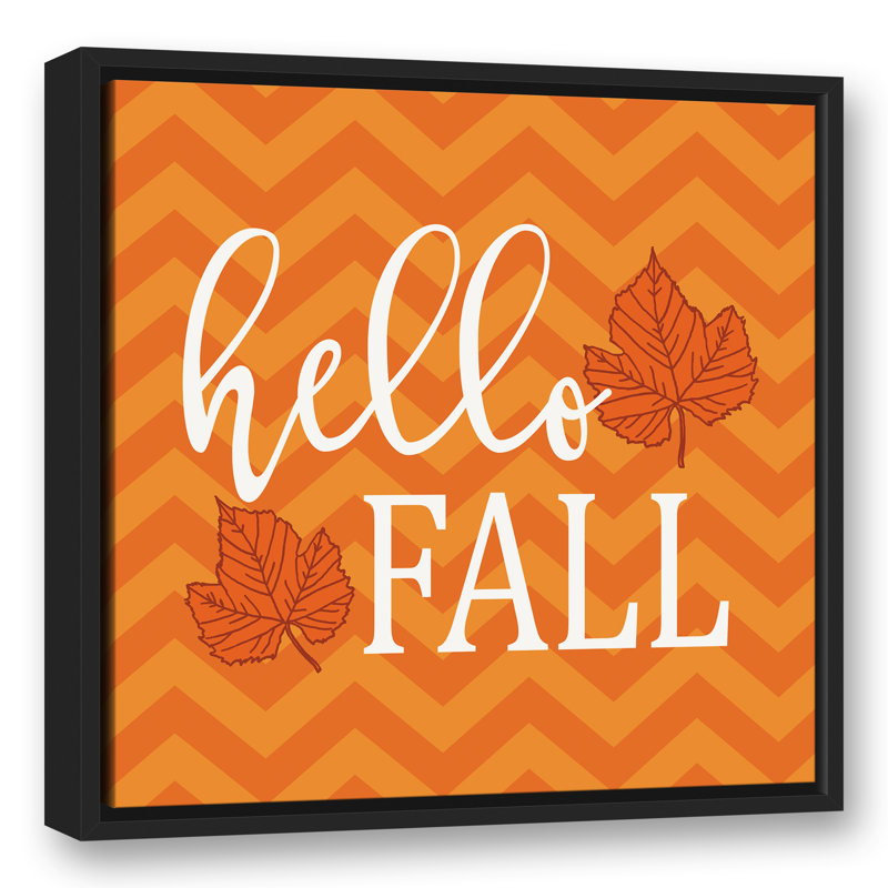 " Hello Fall Chevron ", 20" H x 20" W, Black Framed