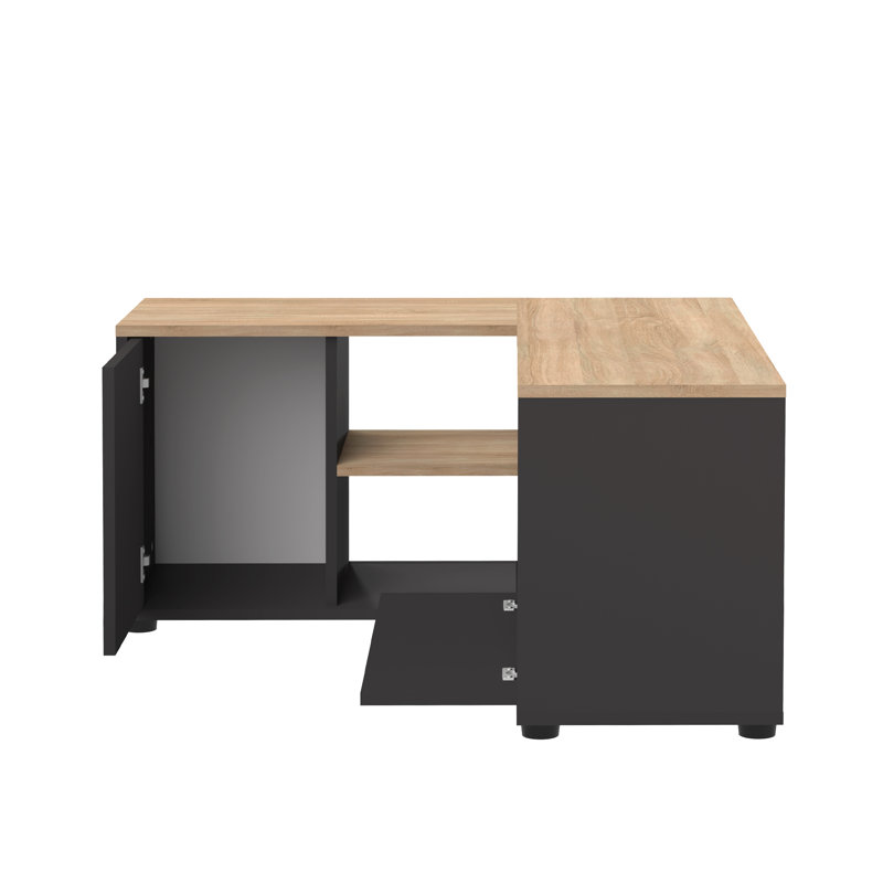 Meuble télé de coin raffiné pour téléviseur de 32 po ou moins, Chêne / noir