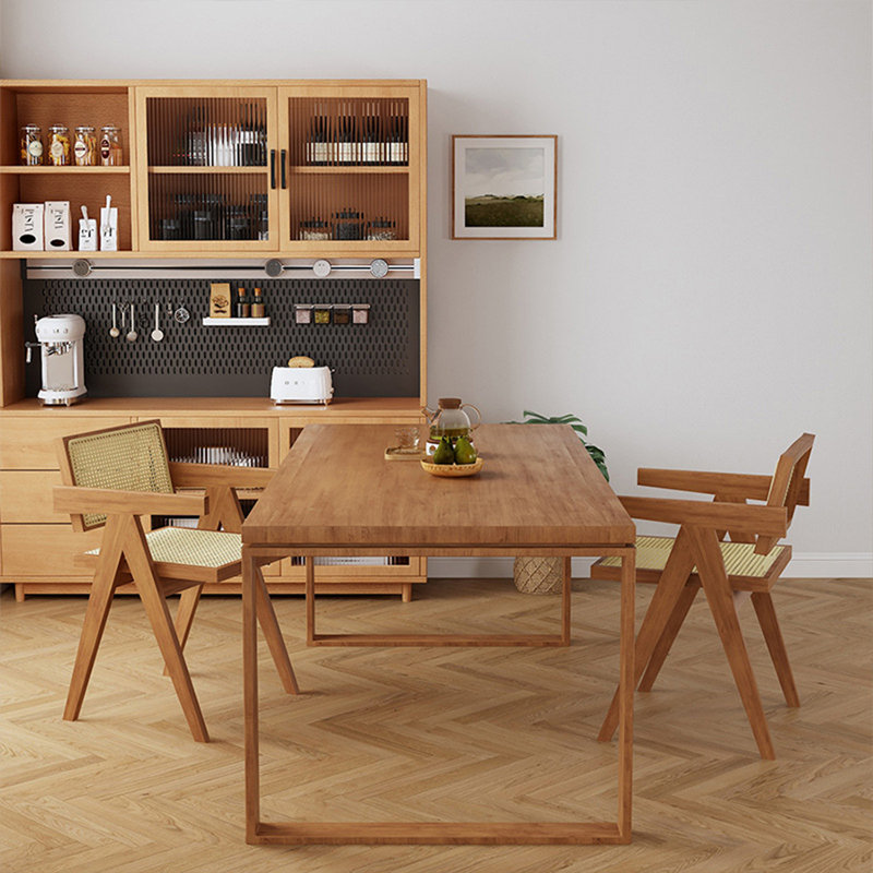 Table de salle à manger rectangulaire en bois massif brun, H 29,53 po x L 55,12 po x l 27,56 po