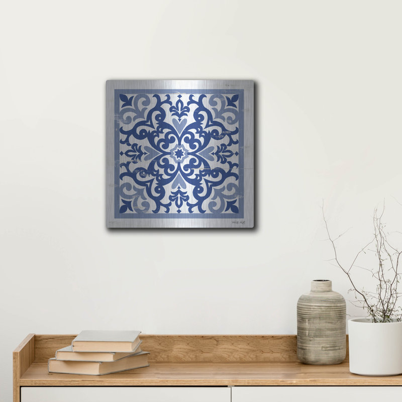 «Blue Tile VI» par Cindy Jacobs, H 12 po x l 12 po