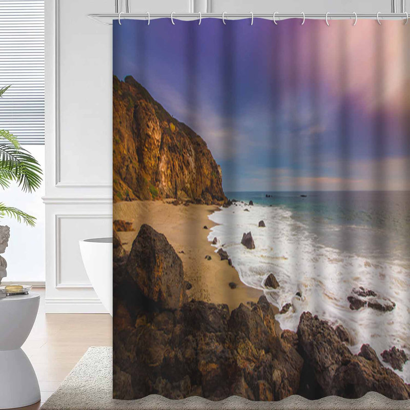 Rideau de douche avec 12 crochets Beach, L 72 po x l 78 po