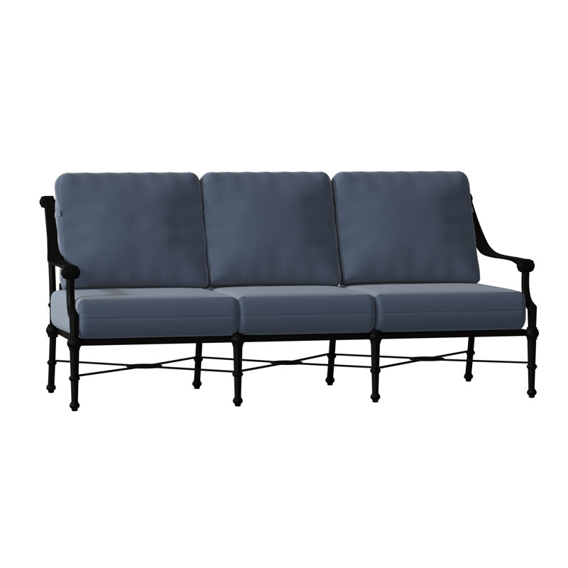 Canapé de patio de 80 po de large avec coussins Delphi, Noir texturé, Sunbrella® Spectrum denim