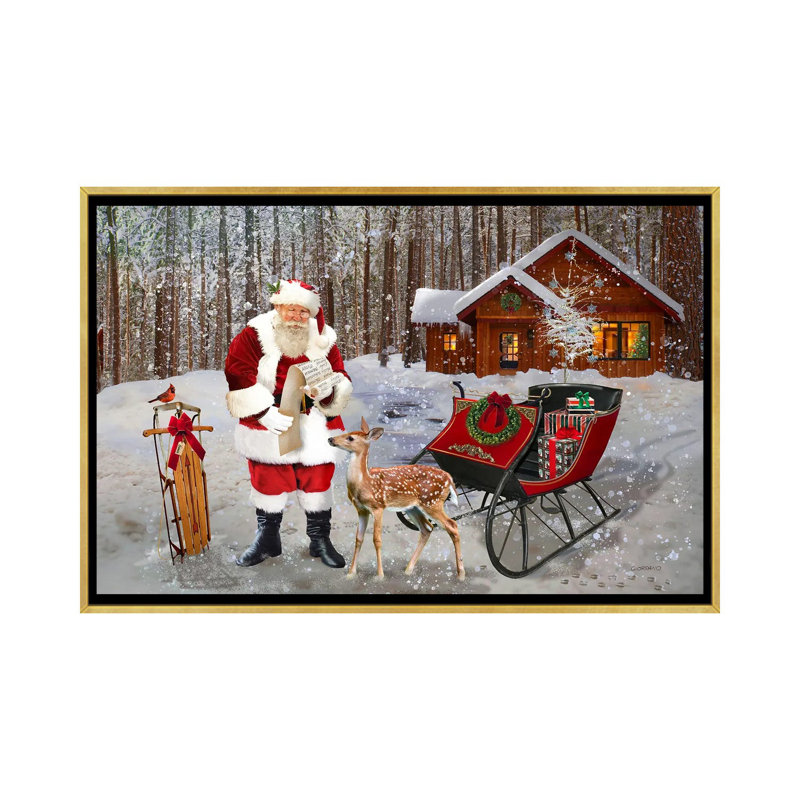 «A Message For Santa», reproduction d'art sur toile encadrée, H 18 po x l 26 po, Impression encadrée sans passe-partout, Doré