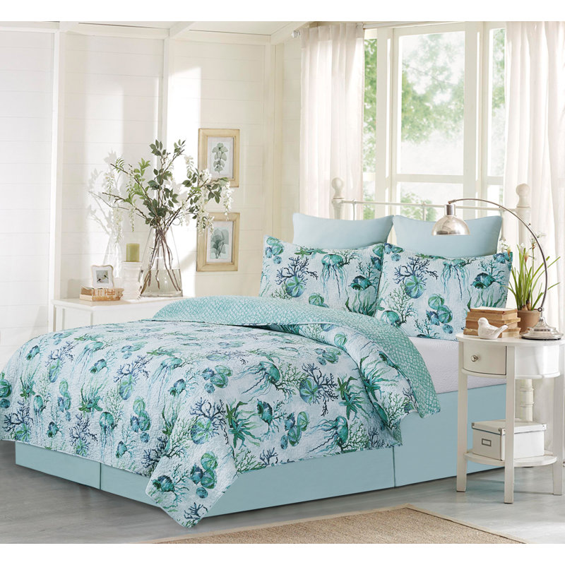 Shorecrest Black Cotton King Quilt Set