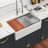 33" L x 20" W Farmhouse/Apron Kitchen Sink Rectangular Single Basin Ceramic Ledge Workstation Sink with Accessories-110742310