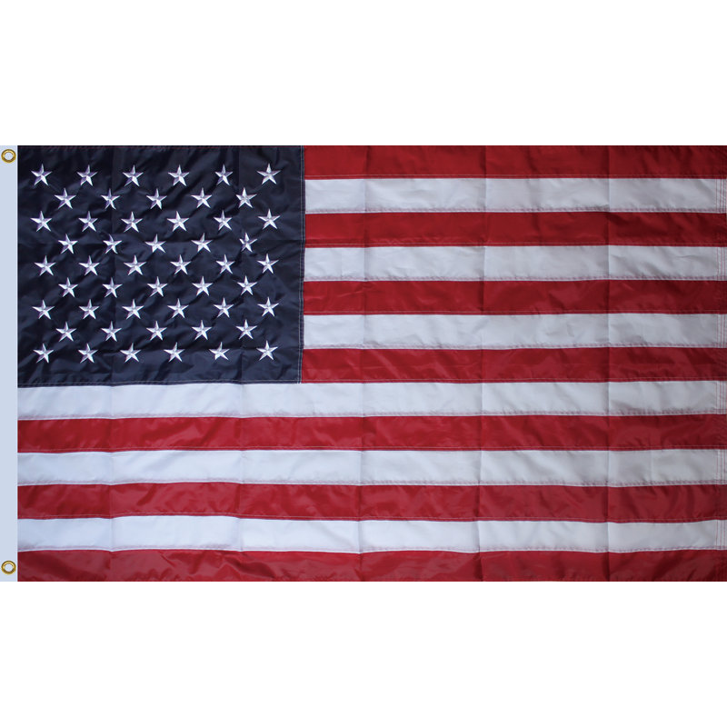Drapeau de maison d'extérieur brodé avec œillets Patriotic Americana 3 pi x 5 pi, Blanc