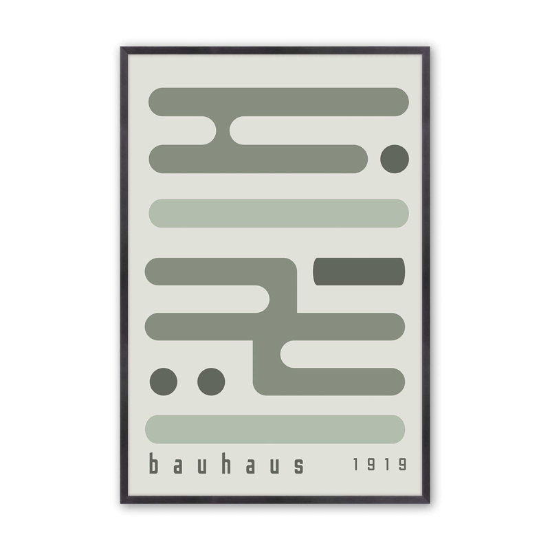 Green Bauhaus Minimalist Circuitry I Print dans un cadre, H 15,25 po x l 12,25 po x P 1,25 po, Zinc patiné