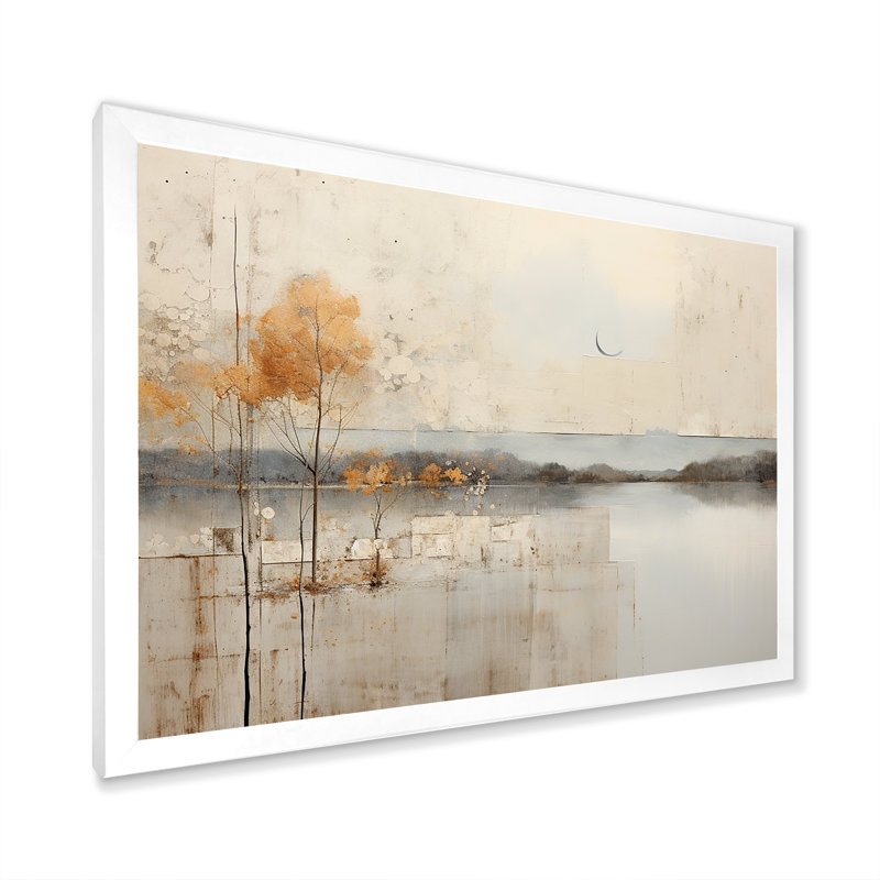 «Lakehouse Foilage Solitude I», reproduction sur toile, H 30 po x l 40 po x P 1,5 po, Cadre simple blanc