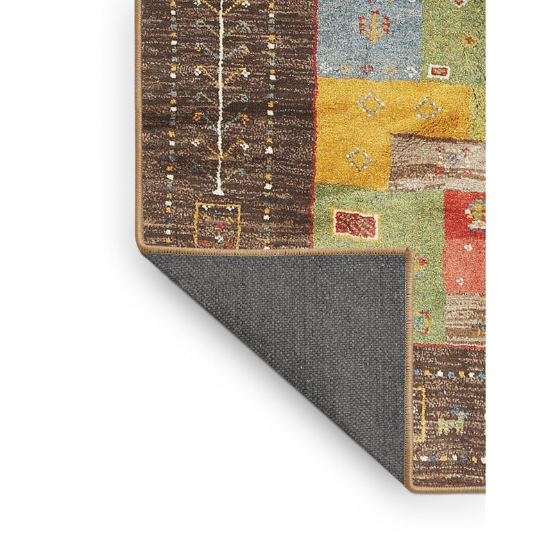 Tapis contemporain rouge / vert / brun, Rectangle 8 pi x 10 pi