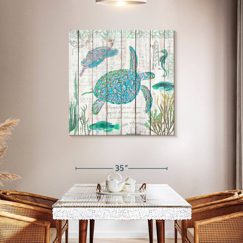 Brampt Sea Turtles On Driftwood Panel