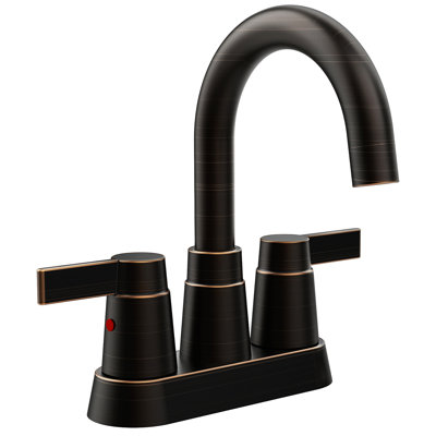 Robinet pour salle de bain Robinet pour salle de bain à 2 poignées en bronze huilé à 360 degrés Robinet de meuble-lavabo central à 4 arches et robinet de meuble-lavabo à 3 trous