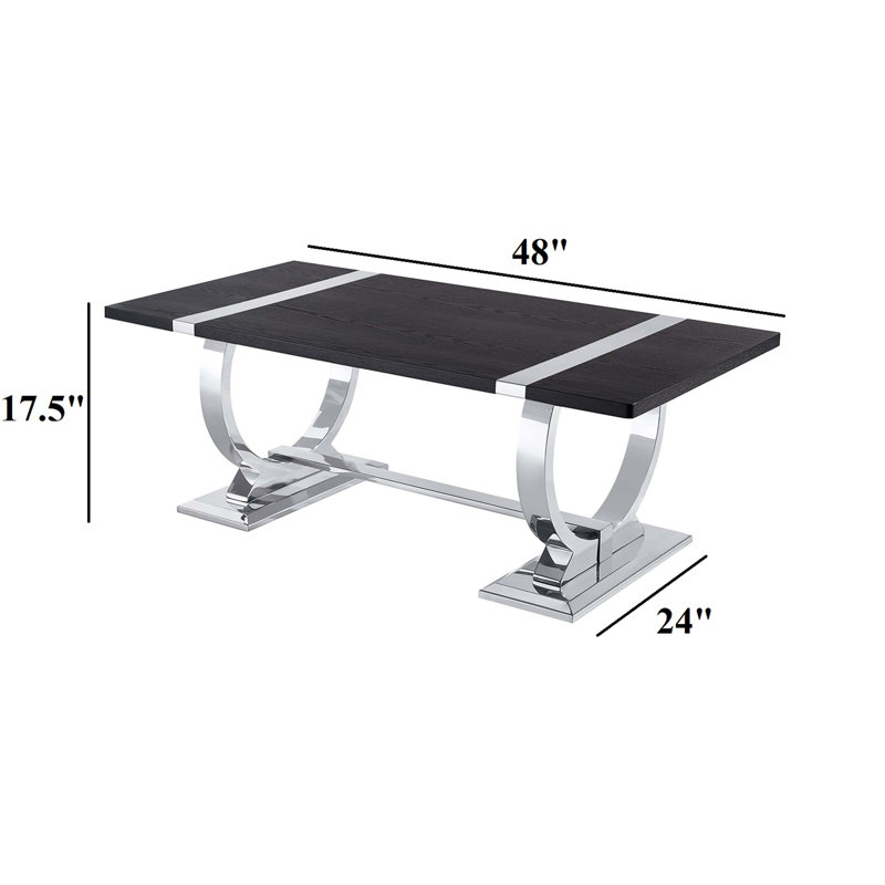 Table basse contemporaine en forme de O, Black;Silver