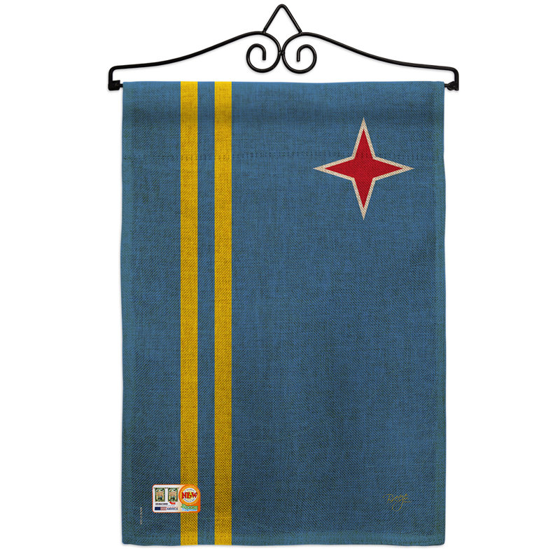 En toile jute 2 côtés 19 po x l 13 po aruba en toile jute drapeau de jardin