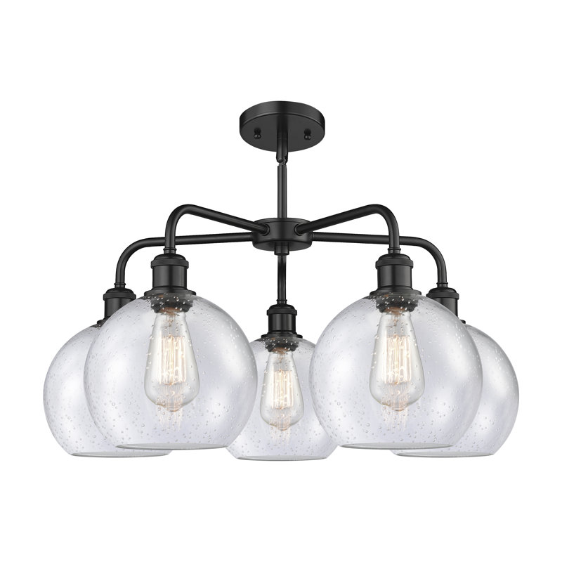 Lustre sphérique à 5 lumières en acier à intensité variable Ellington, H 16 po x l 26 po x P 26 po, Noir mat