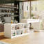 Armoire de bar extensible pour la cuisine - plateau de table extensible, 4 tablettes et 2 armoires de rangement