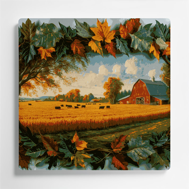«Farm Farm», art mural en métal brun, H 32 po x l 32 po