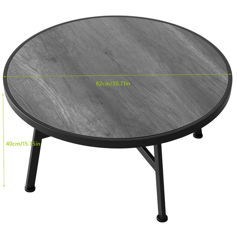 Table basse ronde, table basse circulaire industrielle pour le salon, étagère de rangement en bois rustique avec pied de table en X en métal, mobilier de maison moderne