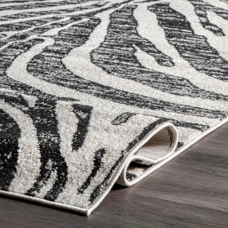 Tapis noir Skellytown, Rectangle 5 pi x 7 pi 5 po