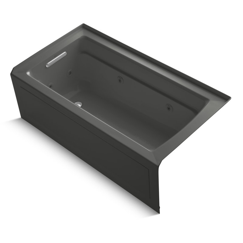 Archer Alcove 60" x 32" Whirpool Bathtub, Thunder Gray, Left