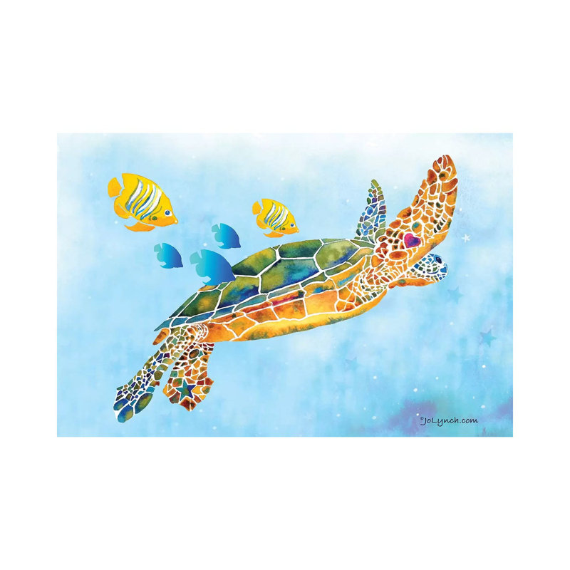 Sea Turtle Fish by Jo Lynch - Wrapped Canvas Gallery-Wrapped Canvas Giclée, 20.32cm H x 30.48cm W
