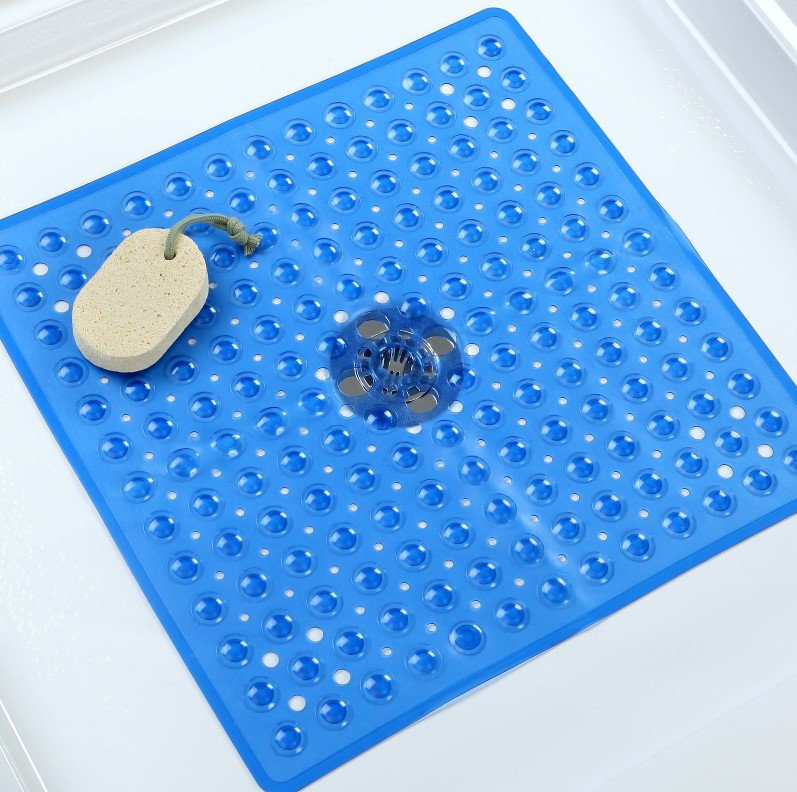 Tapis de douche antidérapant carré en plastique / vinyle Aesop, Bleu