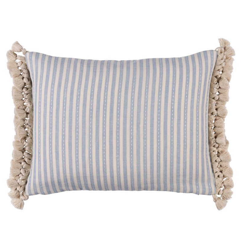 Mathis Ticking Stripe Pillow, 16" x 12", Sky
