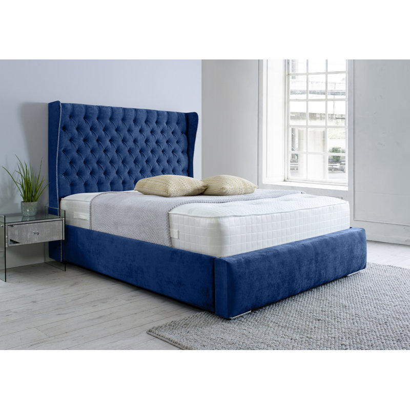 Helina Upholstered Bed, Blue, Double (4'6)