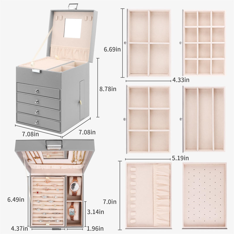 Russella Jewellery Box +, in Grey